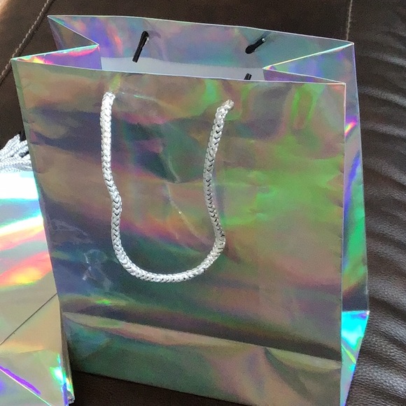 12 Pack Sparkle and Bash Holographic Silver Gift Bags with Handles, 8x4x10 Inch - Picture 2 of 2